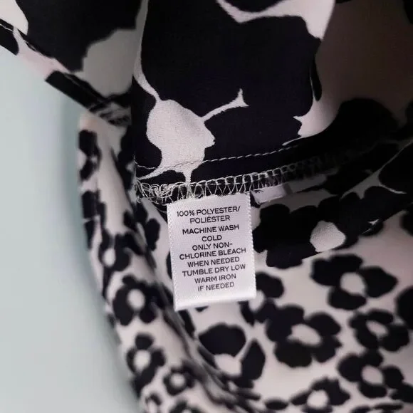 LOFT High Low Black White Floral Semi-Sheer Sleeveless Flowy Blouse Top Small - Picture 3 of 8
